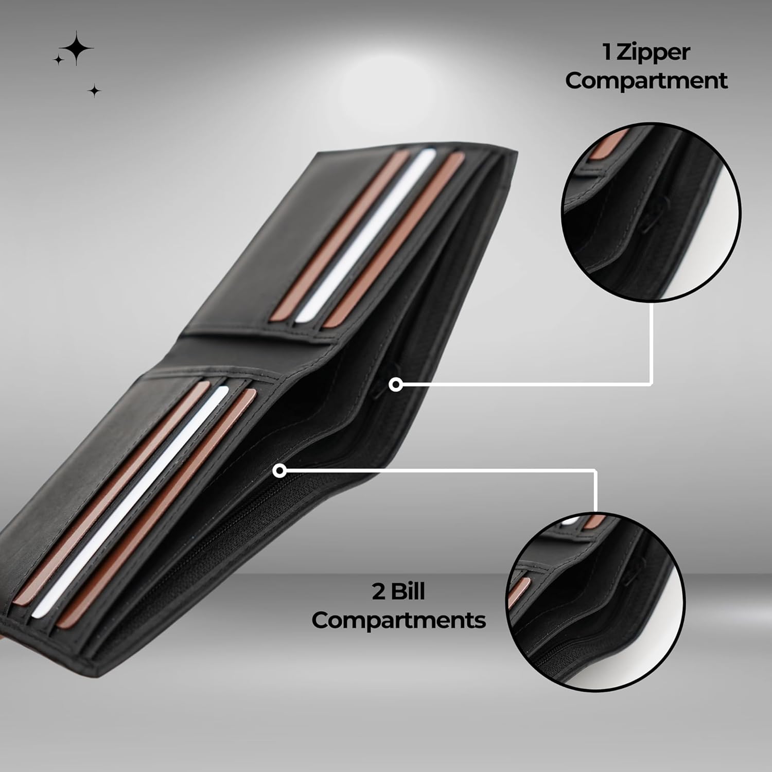 AG Wallets Leather Wallet for Men - Sliding 2-in-1 Bifold Wallet with Removable Card Holder & RFID Protection - Premium Travel Wallet - Versatile & Functional Design - Black - Image 7