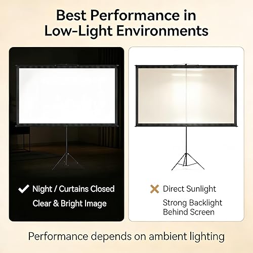 Miniatura 7 de Pantalla de proyector portátil con soporte de trípode, pantalla de cine para interiores y exteriores, pantalla de proyección de 80 pulgadas,