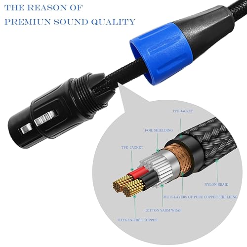 Miniatura 4 de JOMLEY Cable XLR hembra a 14, 14 (0.250in) TRS a XLR hembra cable de micrófono equilibrado de nailon trenzado XLR a 14 cable de conexión de 3 pines
