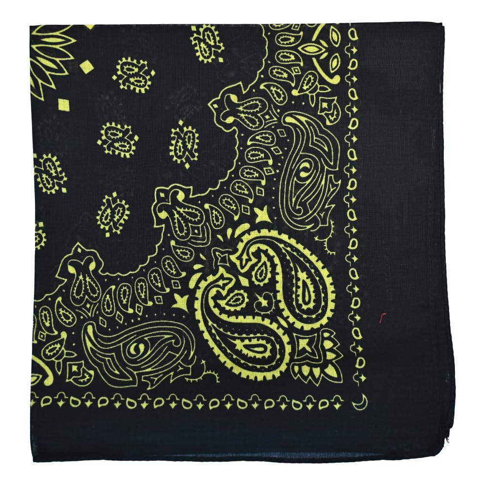 The Tie Company Unisex Black And Yellow Paisley Marijuana Peace & Love Print Men's Cotton Paisley Scarf Headband Bandana