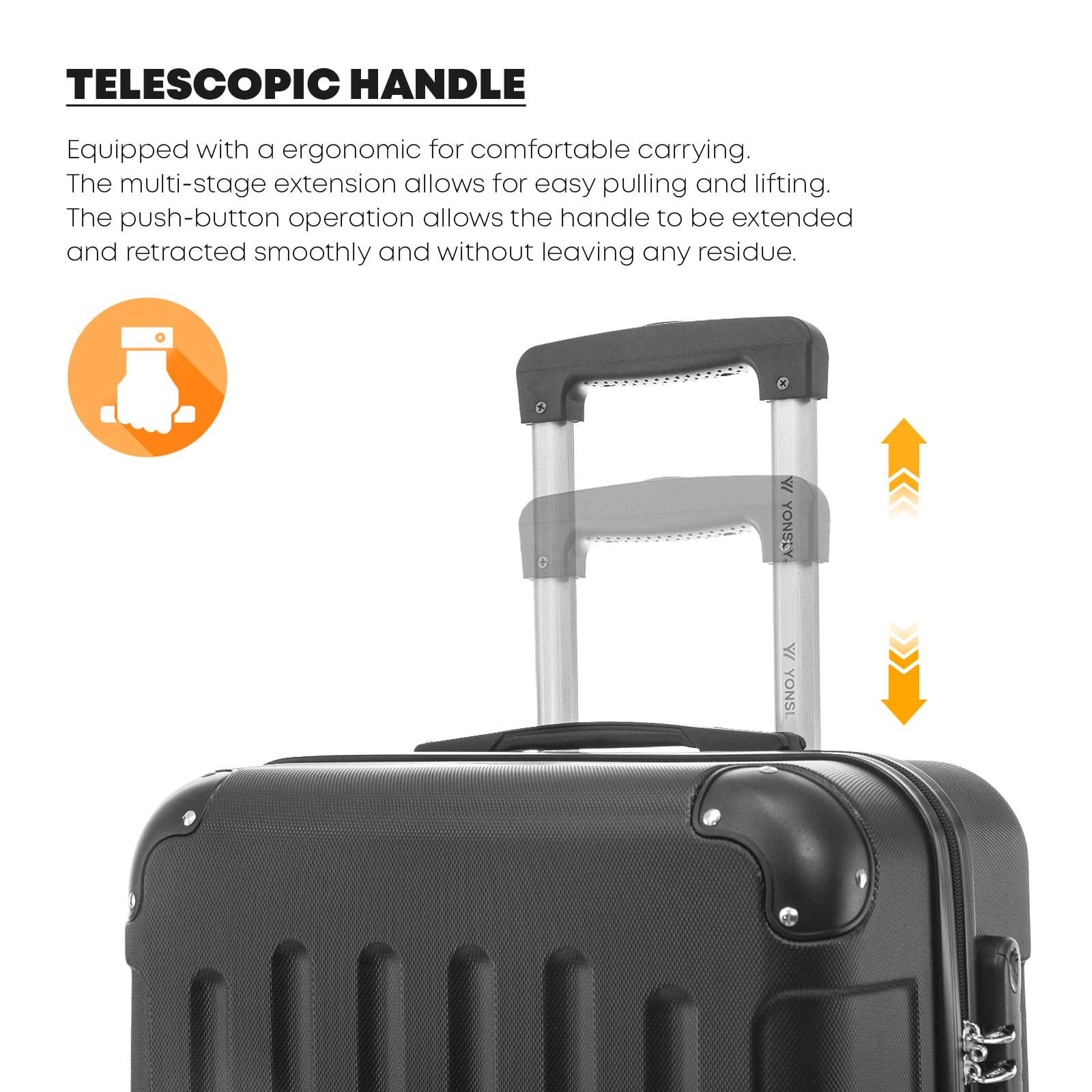Koffer Suitcase XL Schwarz Trolley Reisekoffer Rollkoffer Handgepäck 4 Rollen 360° Hartschale Zahlenschloss