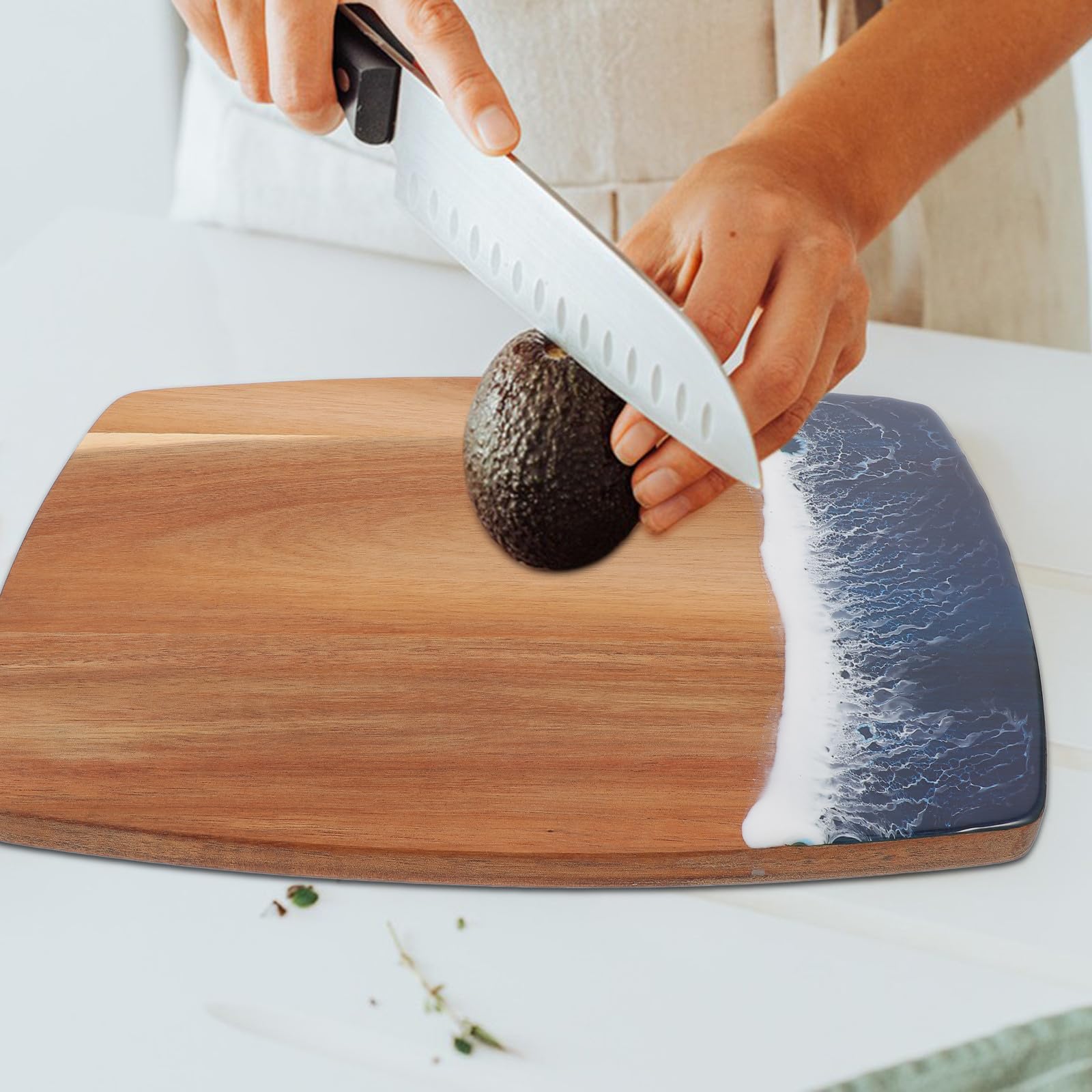 BESTOYARD Tagliere in Legno e Resina Spiccato per Carne Frutta e Verdura Resistente alle Fessure Design Irregolare Adatto per Cucina Domestica e Appassionati di Cucina