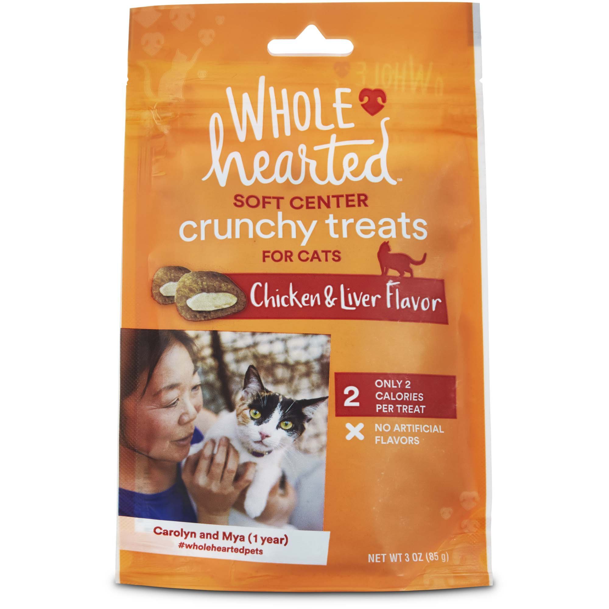 WholeHearted Soft Center Crunchy Chicken and Liver Flavor Treats for Cats, 3 oz.