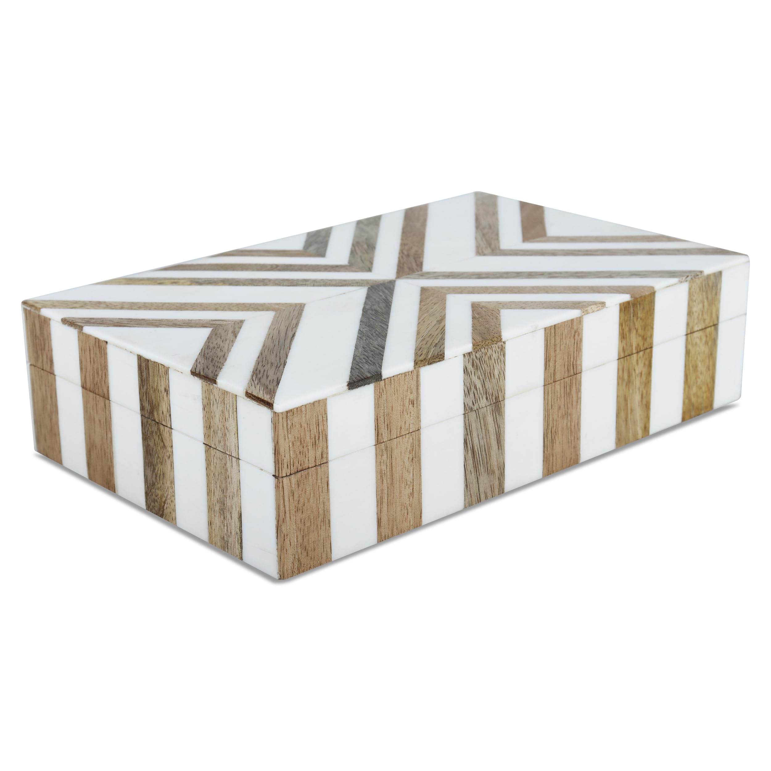 Boîte de rangement marquet chevron pour organiser joliment votre table basse
