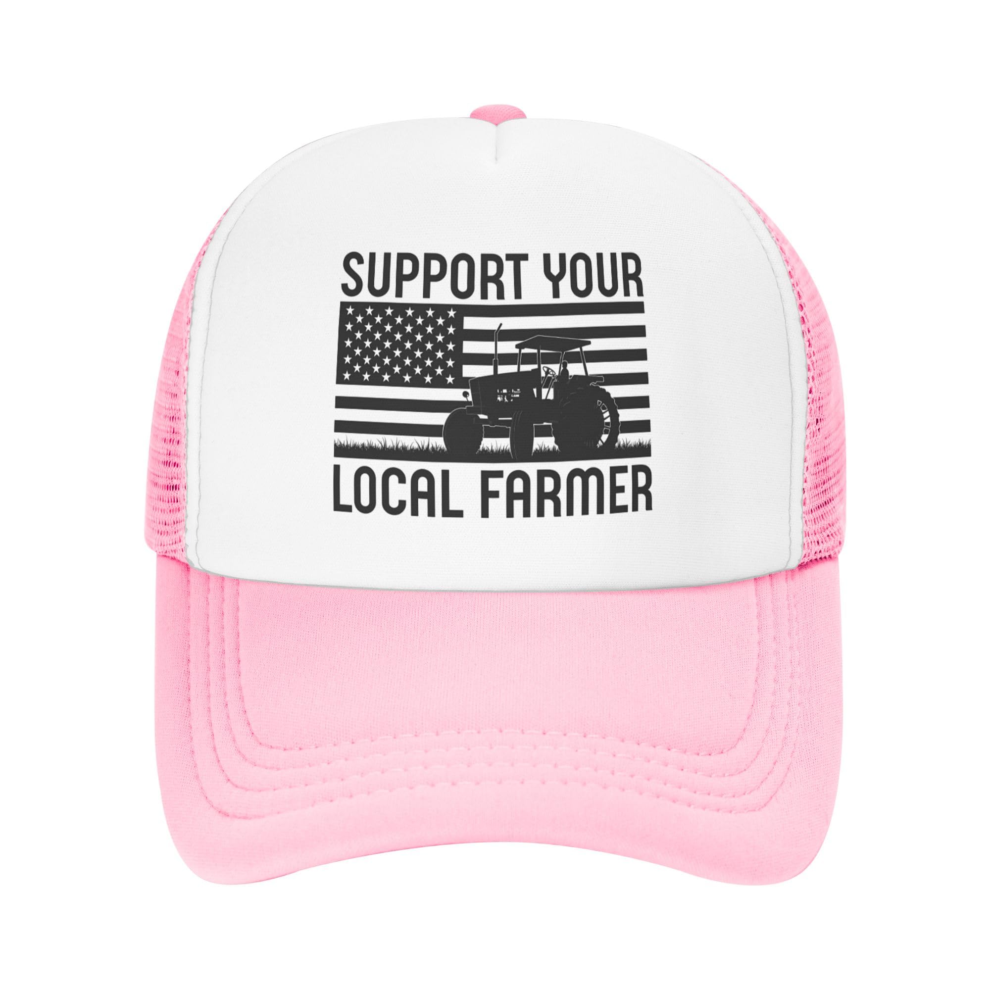 Support Your Local Farmer Trucker Hat No Farmers No Food No Life Future Tractor Farming Baseball Cap Mesh Back Adjustable Hats for Kids - Pink