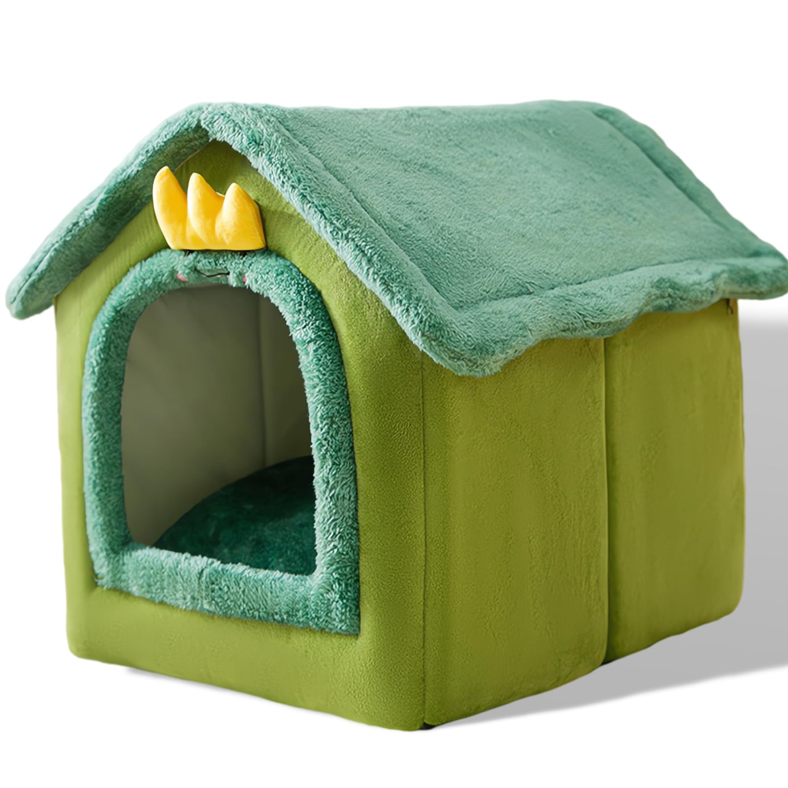SEOUGEE Dog House, Portable Cat Kennel Bed Indoor with Removable Cushion, 3 In 1 Washable Pets Bed Cave, Removable and Foldable Non-Slip Warm for indoor Pets Puppy Kitten Rabbit