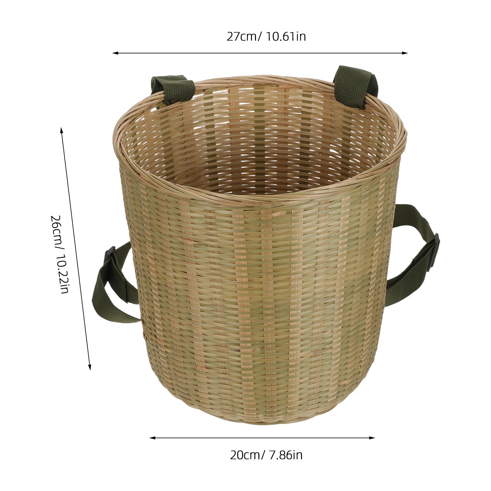 Cesta de Picnic Tejida de Bambú Redonda con Doble Correa