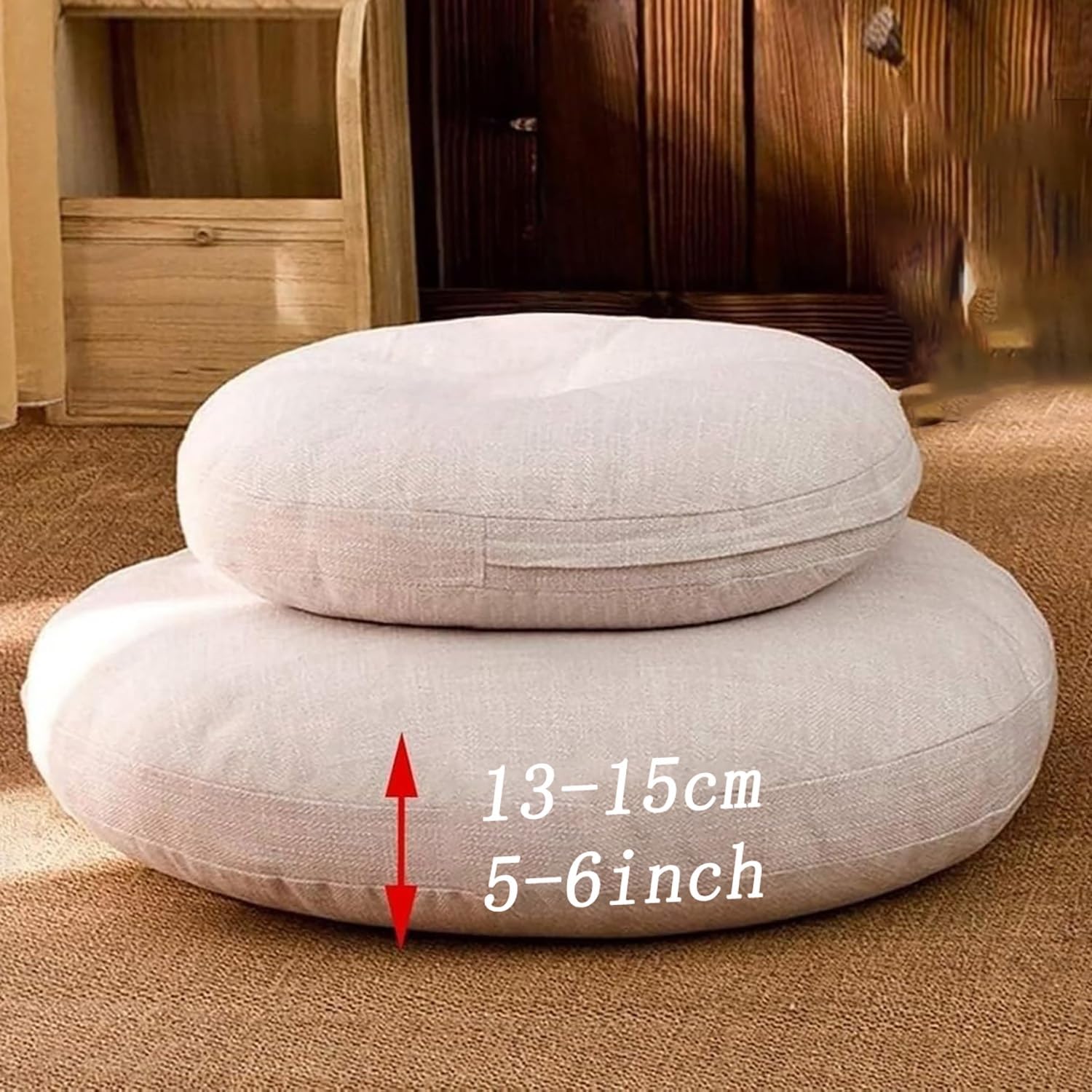 Sitzkissen Rund 40/45/50/60/70cm Dicke 13-15cm 1 Stück Bodenkissen Rund Sitzpolster Stuhlauflage Sitzpolster Stuhlkissen Polster Auflage for Wohnzimmer Büro Konferenzraum(Rötlichbraun,70cn/27.5")