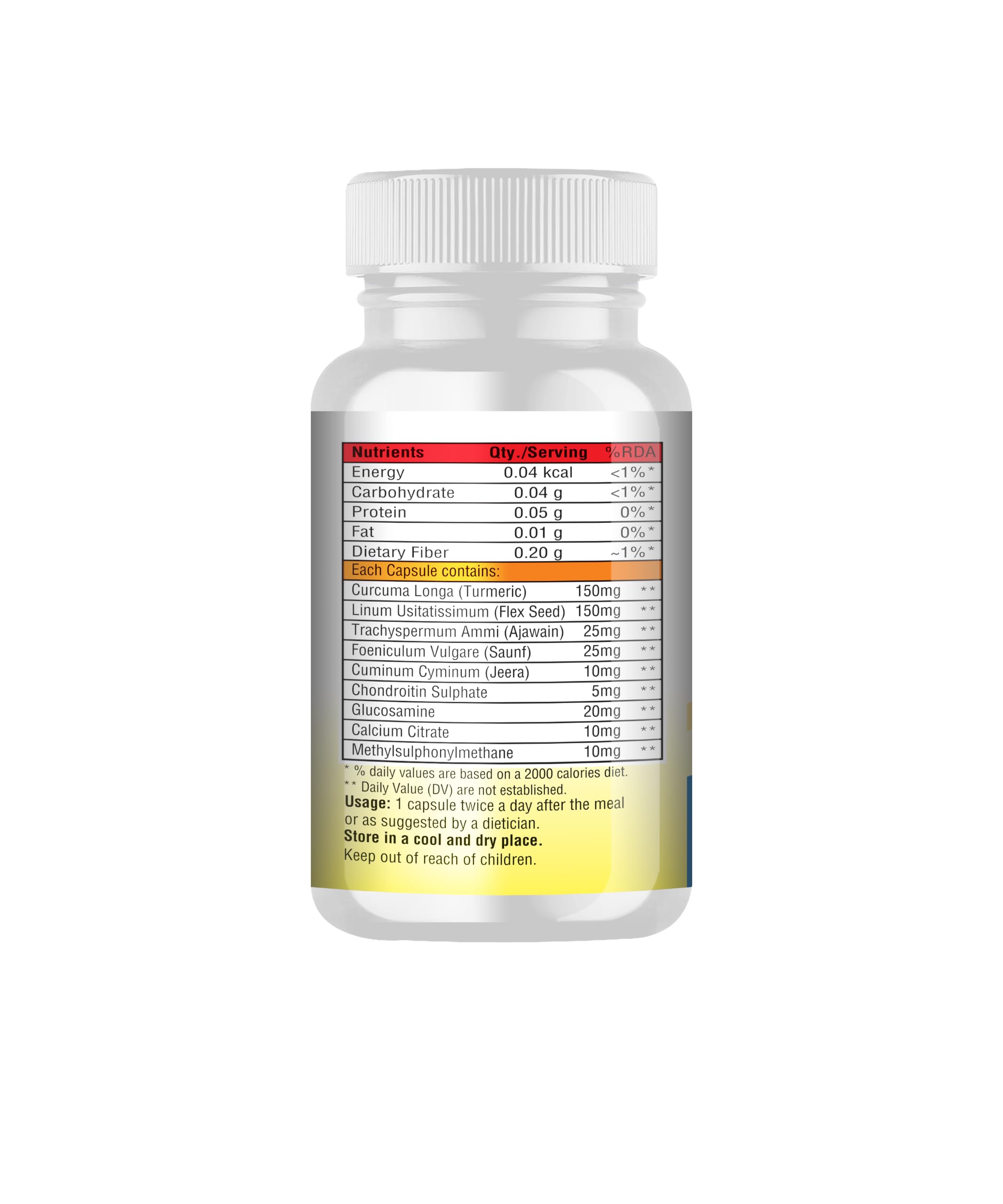 Dr Vitasta Joint Support Formula Capsules | Turmeric, Glucosamine, Chondroitin, MSM | Joint Pain Relief | 50 Capsules — Amazon image 2