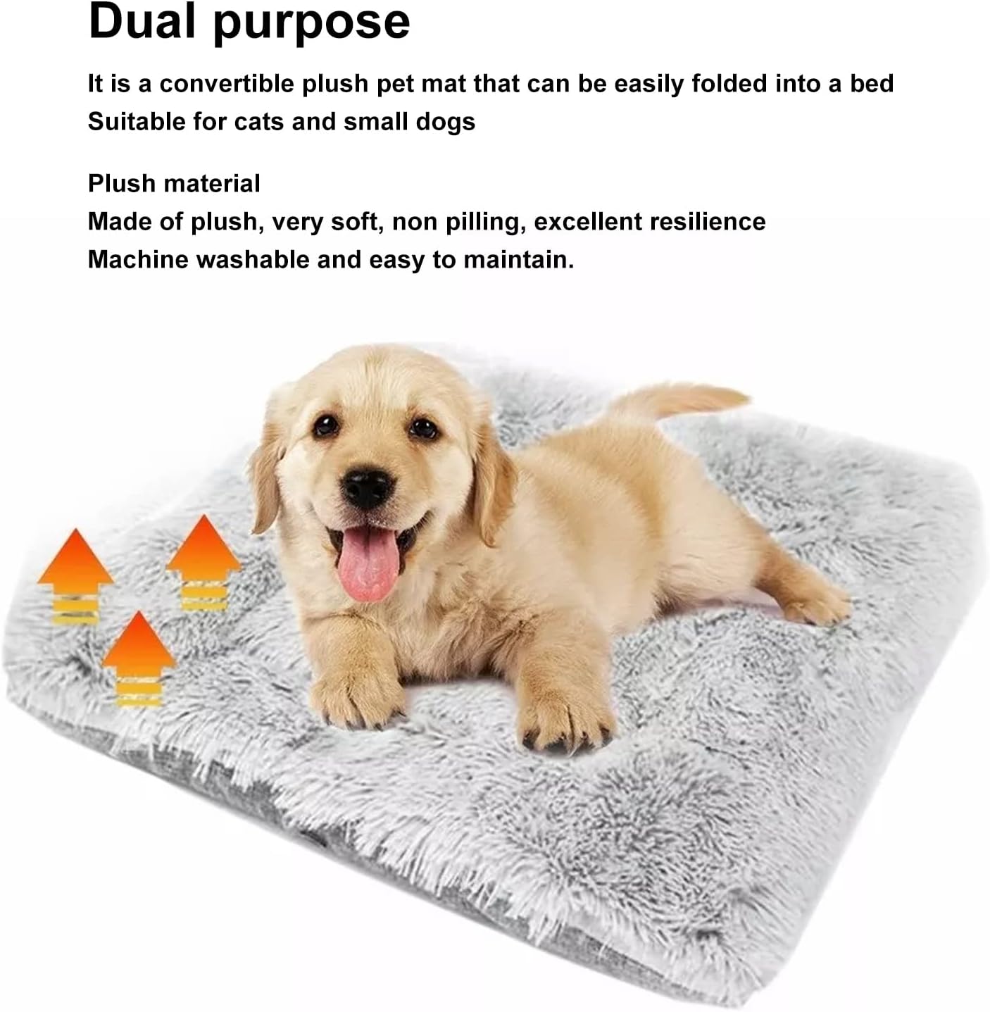 Pet Car Seat Soft Removable Machine Washable Plush Dual Purpose Puppy Cushion Bed Portable for Small Cats Pets