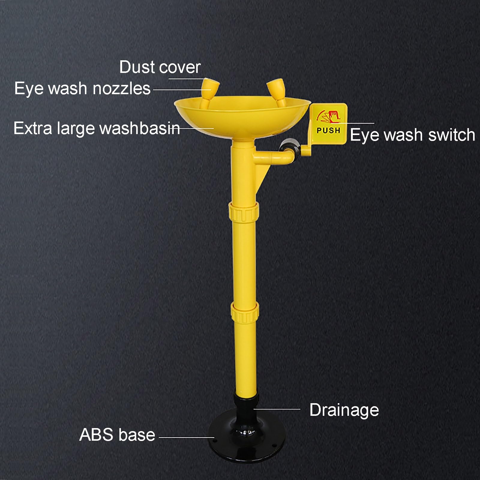 Estación de Lavado de Ojos de Emergencia, Estación de Lavado de Ojos Montada en Pedestal de Emergencia ABS con Rociador Doble, Unidad de Lavado de Ojos de Plomería de Pie para Industrias/Laboratorio