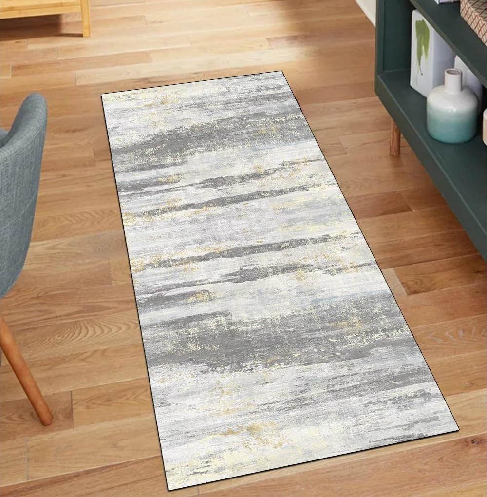 Alfombra larga para cocina y pasillos transitados con superficie antimanchas gris