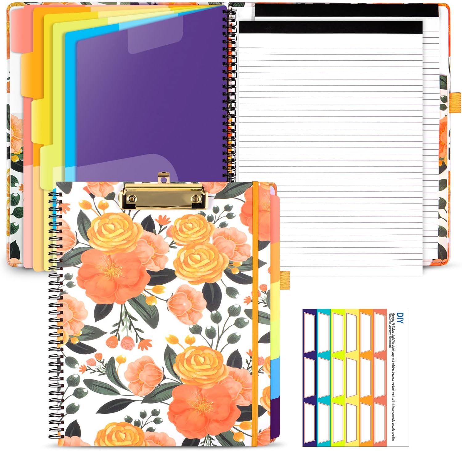 Qmioti Clipboard Folio with 2 Refillable Lined Notepads