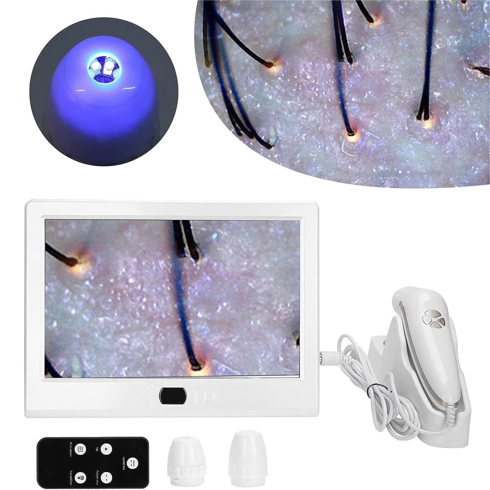 Détecteur de peau et de cuir chevelu, 13 pouces, analyseur de peau numérique, testeur d'humidité, analyseur de peau et de follicules pileux rechargeable