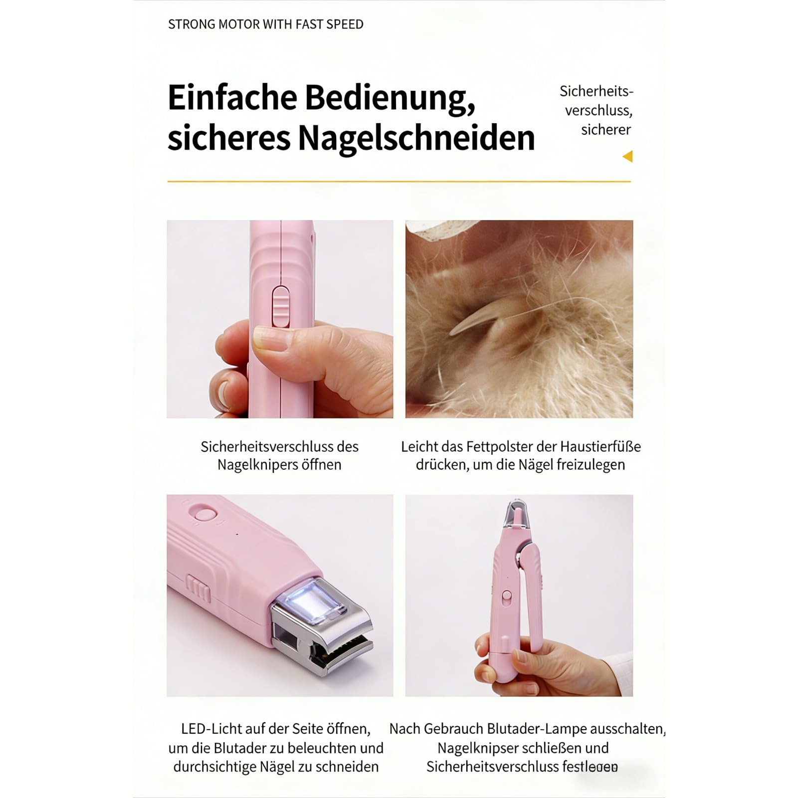 LichtSchere Pro – 2-in-1 LED-Krallenschere für Hunde & Katzen. Sicheres Krallenschneiden ohne Angst Dank integrierter Beleuchtung. Für eine stressfreie Pfotenpflege (Weiß)