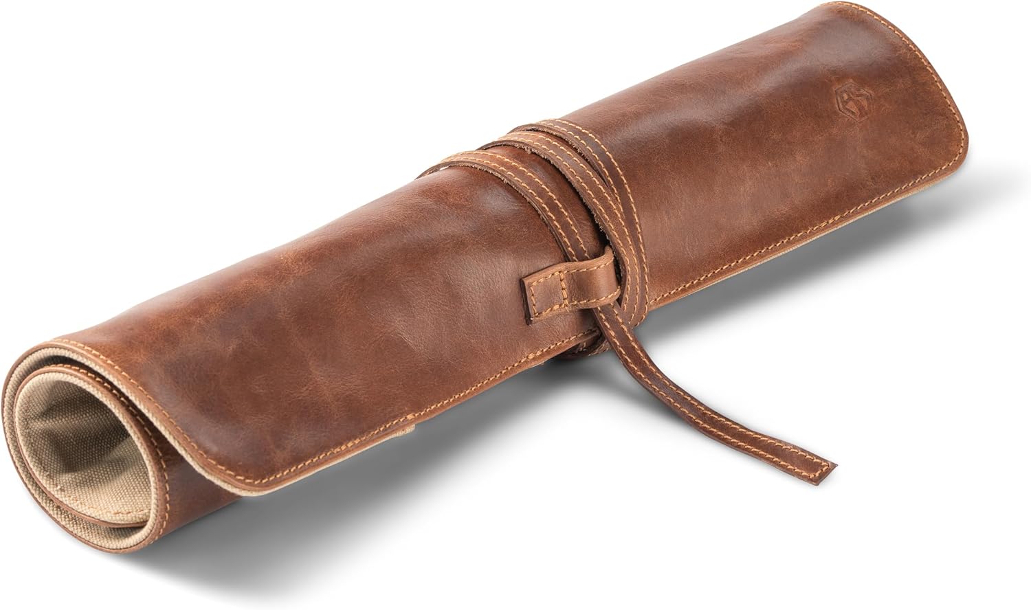 Angus Stoke premium leather Knife Roll Bag - Storage and Protection for Chef Knives, 7 Slots and 1 Zipper Pocket, genuine Buffalo Leather Case Nils (Mahogany)