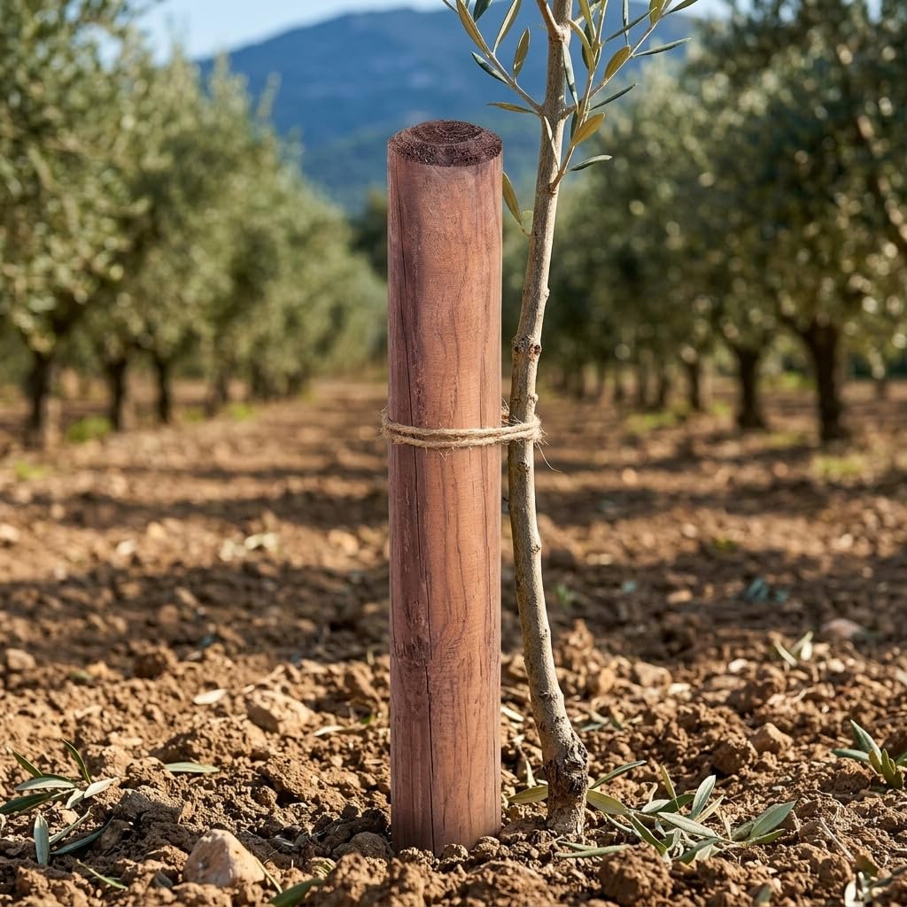 Suinga Pack 5 Postes Tutor de Madera sin Punta | 200 cm de Altura | Diámetro 8 cm | Ideales para Vallas, Cercados, Cuadras y Pérgolas | Soporte Resistente para Árboles y Uso Agrícola