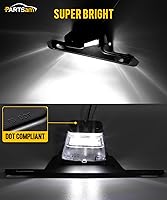 Vista 3 de Partsam Luz LED para matrícula, impermeable, 12 V CC, luz de etiqueta de licencia con soporte, orificio de drenaje, montaje de soporte de acero