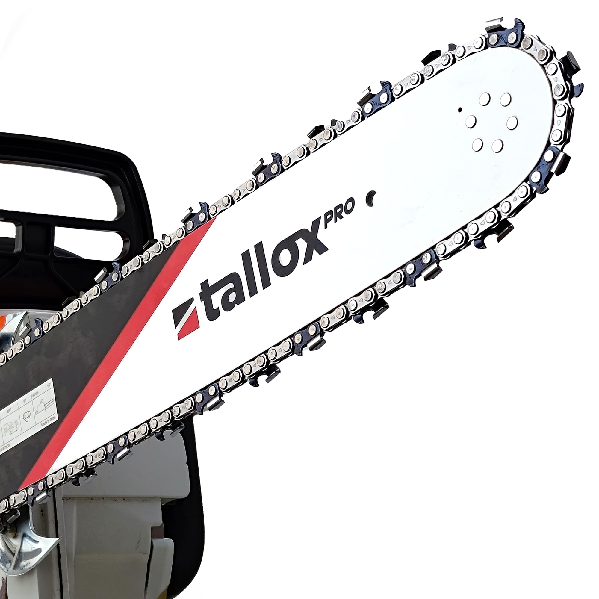 Guide-chaîne professionnel Tallox avec 3 chaînes de scie Tallox, pas de 3/8", jauge 1,6 mm, 60 maillons d'entraînement, pour guide de 40 cm, compatibles avec les tronçonneuses Stihl