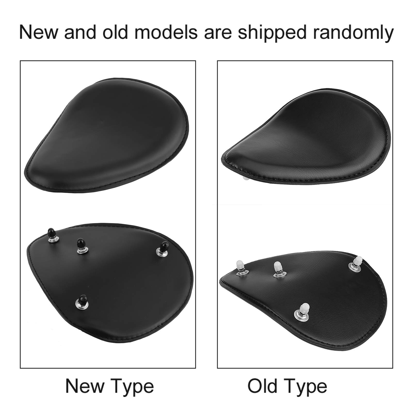 Bobber Sitz, Motorradsitz 7,6 Cm Motorrad-Solositz aus Schwarzem Leder mit Federhalterung für Chopper Bobber Custom, Sitzhalterung für Motorräder