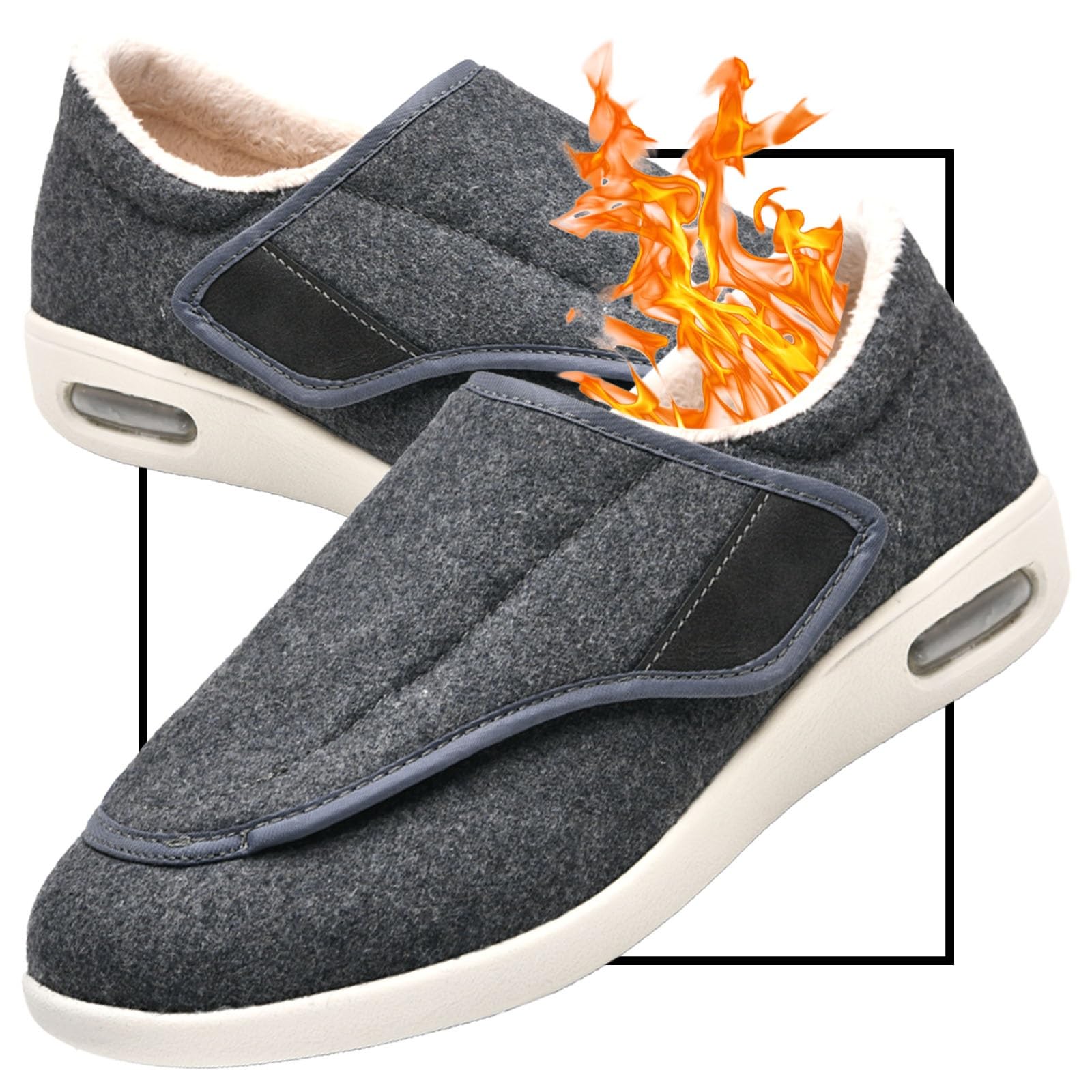 Zapatillas ortopedicas Mujer Hombres Invierno Cálidas X-Ancho Ajustable Zapatos Turgente Pies Pantufla Anciano Cómodo Diabético Obesidad Zapatillas Verano