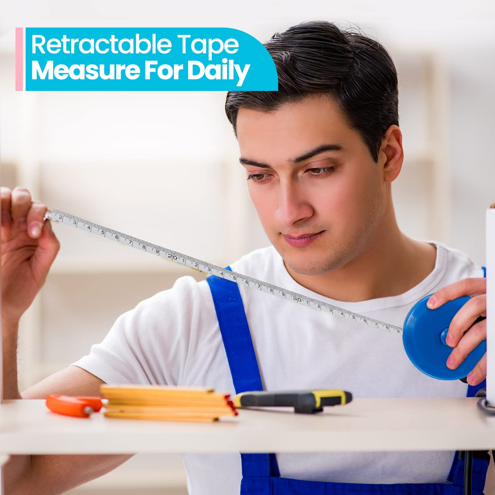 60 Inch Retractable Soft Tape Measure – Double Scale (Inches & CM) For Sewing, Tailoring & Body Measurements | Colorful Shell - View #2
