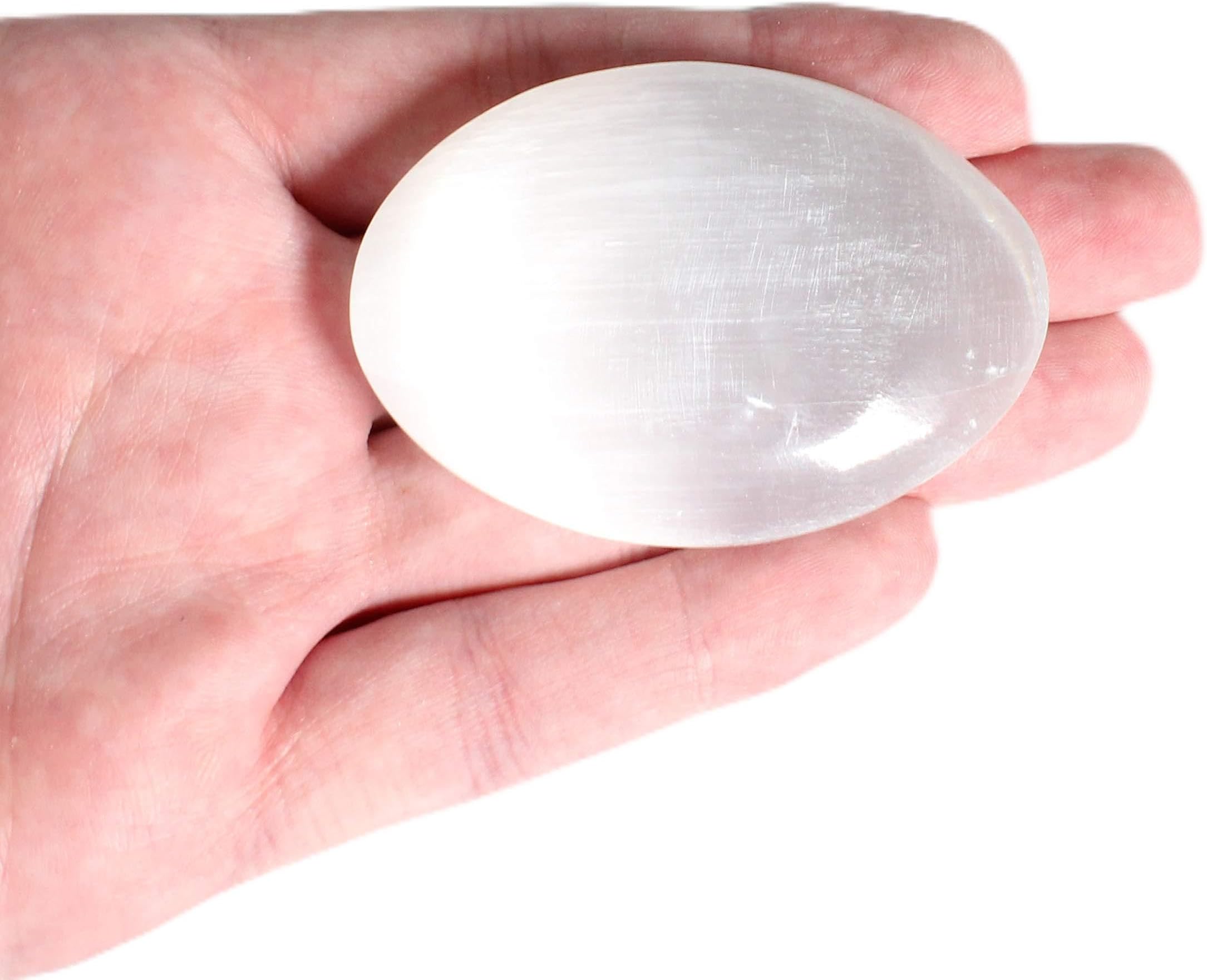 Natural White Selenite Palm Stone - Healing Crystal - Large Crystal Selenite Spiritual Healing Massage Stone