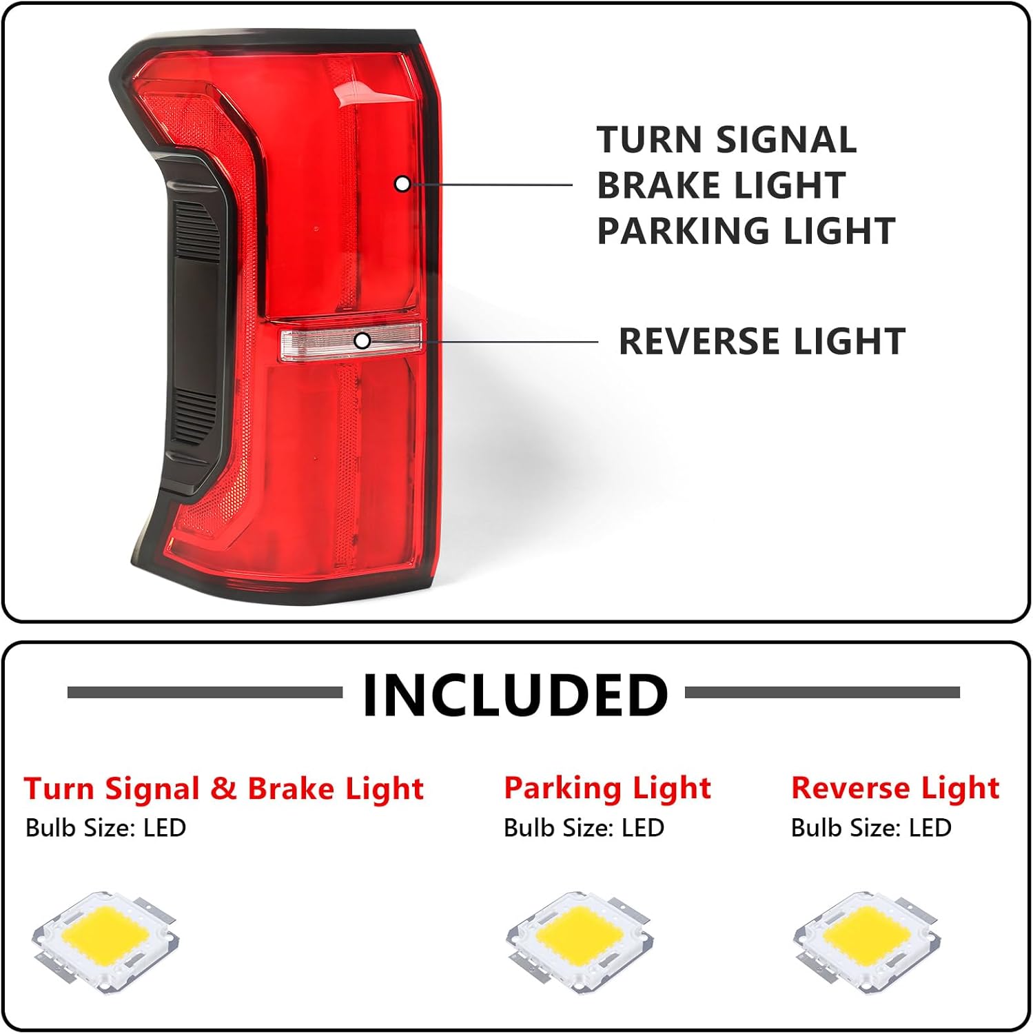 Huray Left Full LED Tail Light Assembly for Toyota Tacoma 2024 2025, LH Taillight w/o Tailgate Switch Rear Brake Lamp w/o Side Marker Light Replacement for 81560-AK040 Driver Side (Chrome)