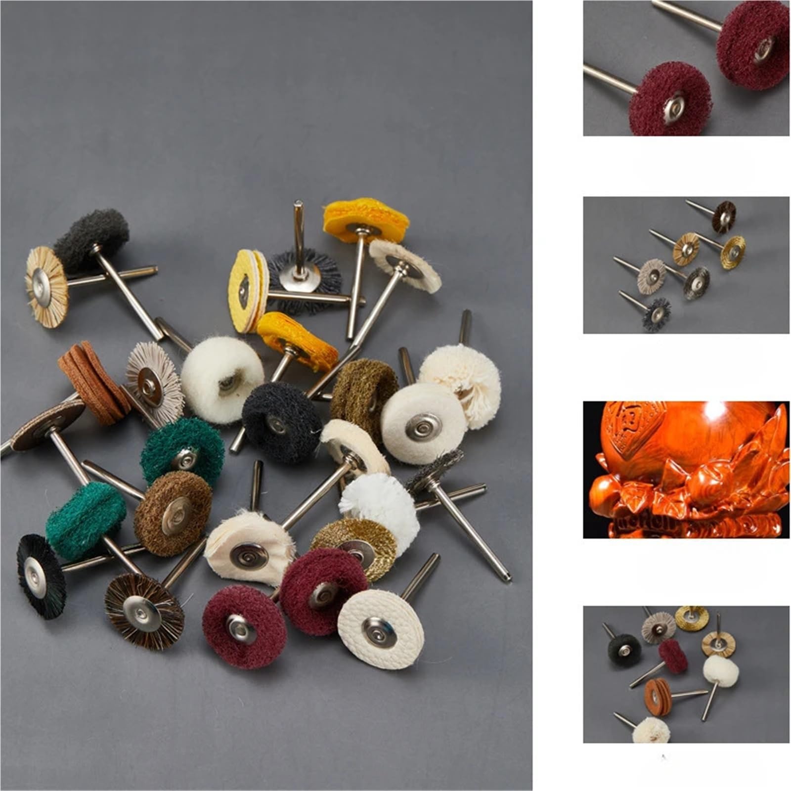 Brosse Metallique Jeu de Mini brosses métalliques, for le nettoyage l'artisanat antirouille, roues polissage en forme T, à poils laiton, arbre 3mm pour Visseuse Perceuse(50pc(wool and 25T ))