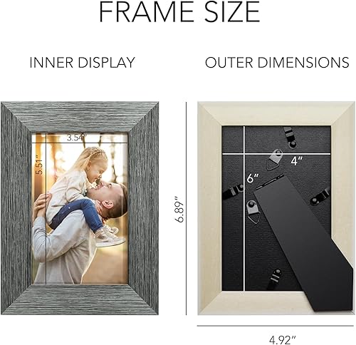 Miniatura 5 de TWING Juego de 6 portarretratos de fotos de 4 x 6 pulgadas, marcos de collage de fotos para decoración de pared o mesa, gris
