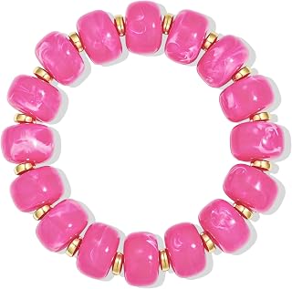 Bead Bracelet for Women Vibrant Color Resin Beads Bracelets Elastic Stretch Chunky Bracelet Boho Summer Beach Vacation Jewelry