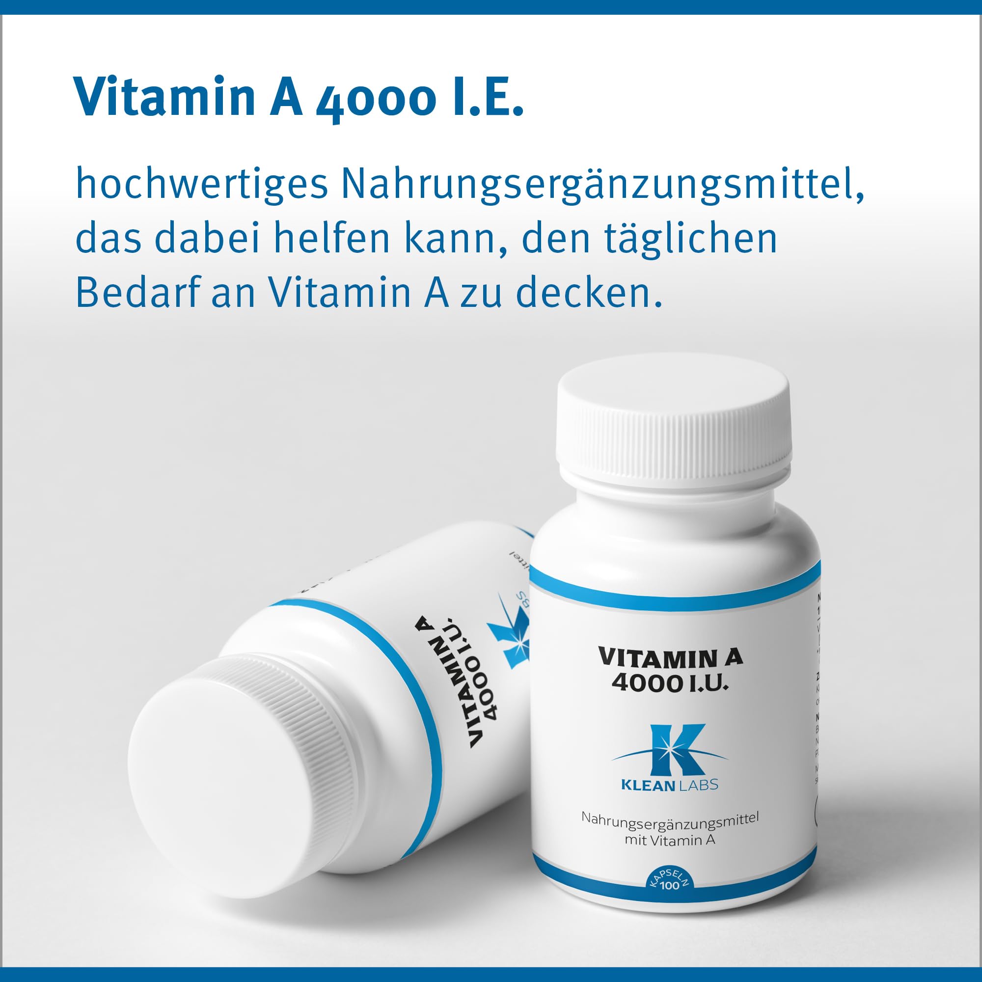 Vitamin A 4000 i.E. - 100 Kapseln - vegan, ohne Gentechnik, glutenfrei, ohne unerwünschte Zusätze - zur Erhaltung normaler Sehkraft & Schleimhäute