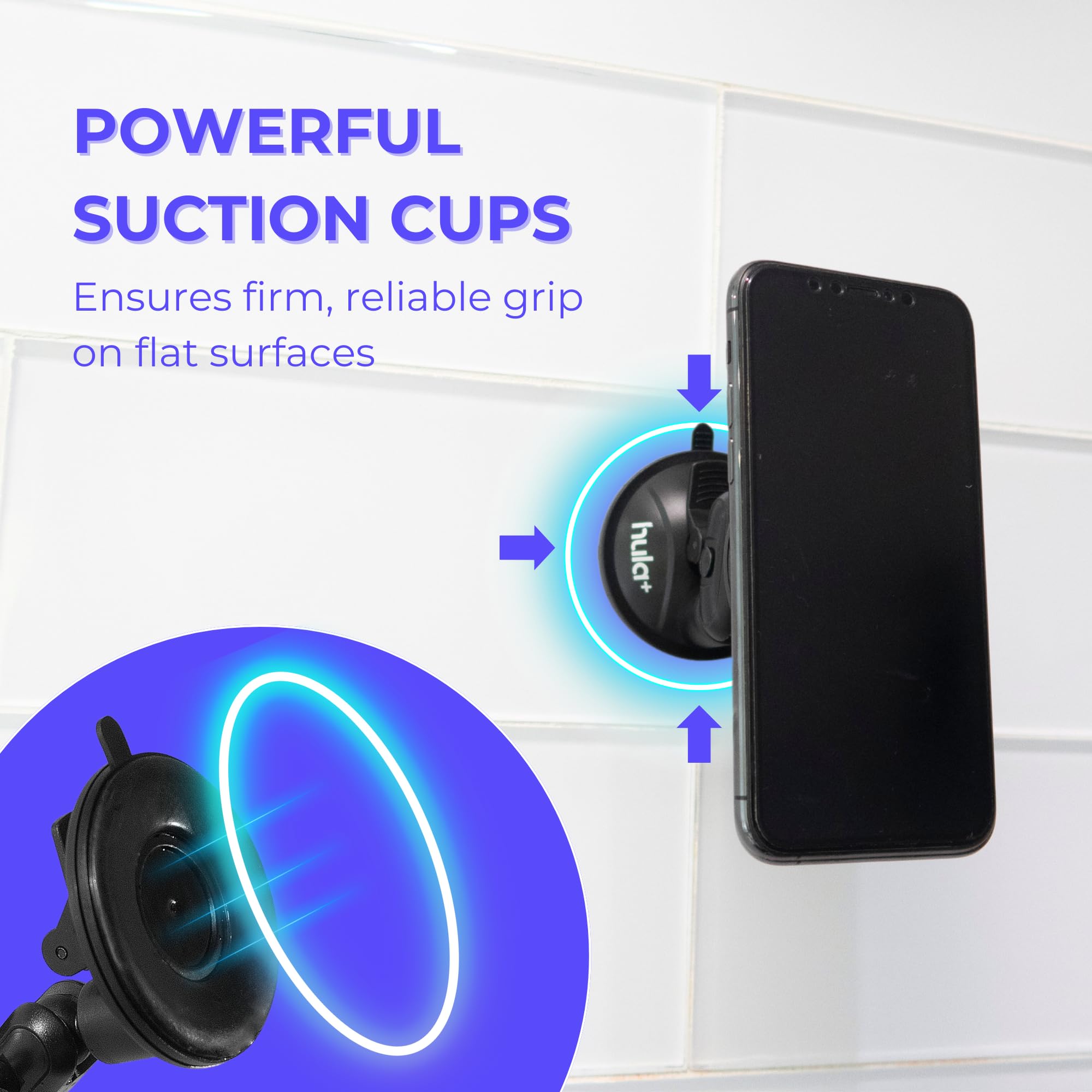 Hula+ Supporto Universale Per Telefono A Ventosa Per Doccia E Specchio - Portatelefono Riutilizzabile Senza Residui Per Bagno, Cucina E Vlog - Idea Regalo Per TikTok E Tutorial Makeup - 4