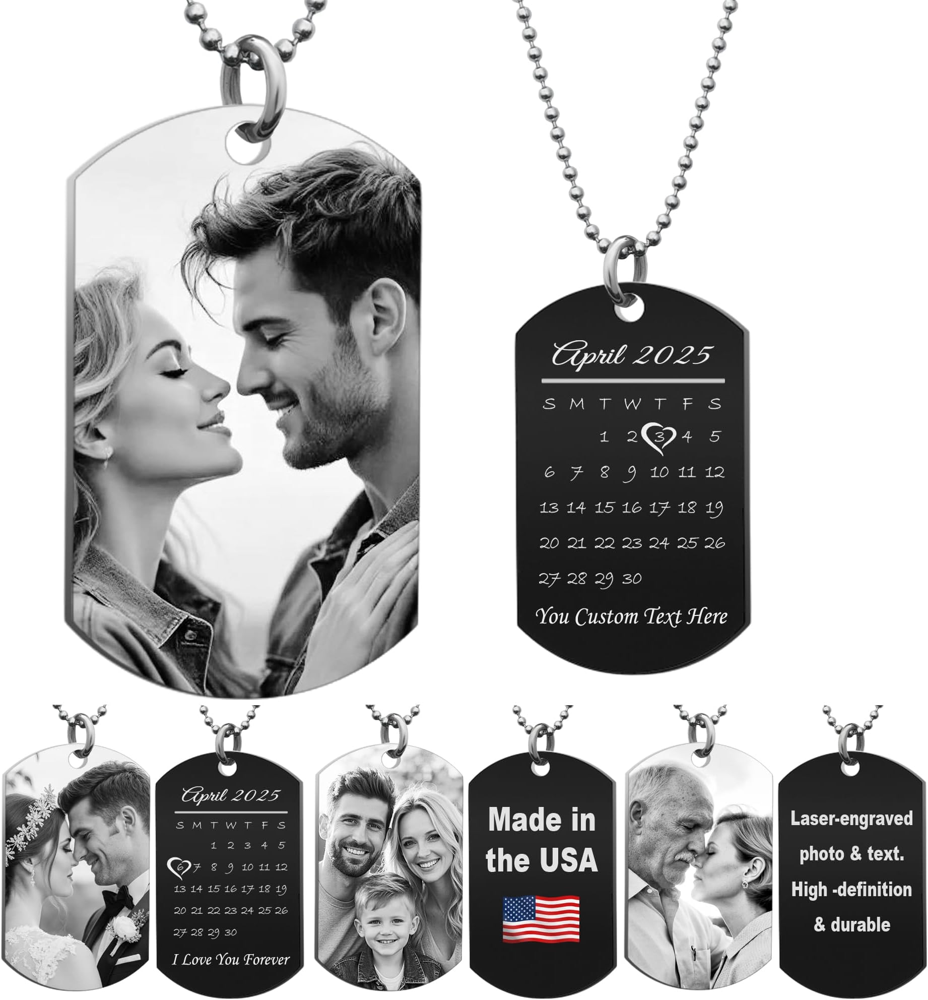 Picture Necklace Personalized Photo Custom Photo Necklace for Men Women Boyfriend Anniversary Valentines Day Christmas Gift for Husband Boyfriend