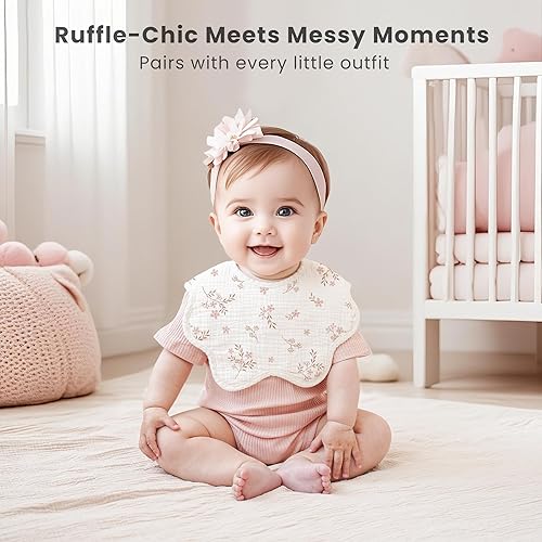 Miniatura 3 de Konssy Baberos de muselina para bebé, paquete de 8 unidades, 100% algodón absorbente, bandana baberos para dentición y babeo, unisex para niños y