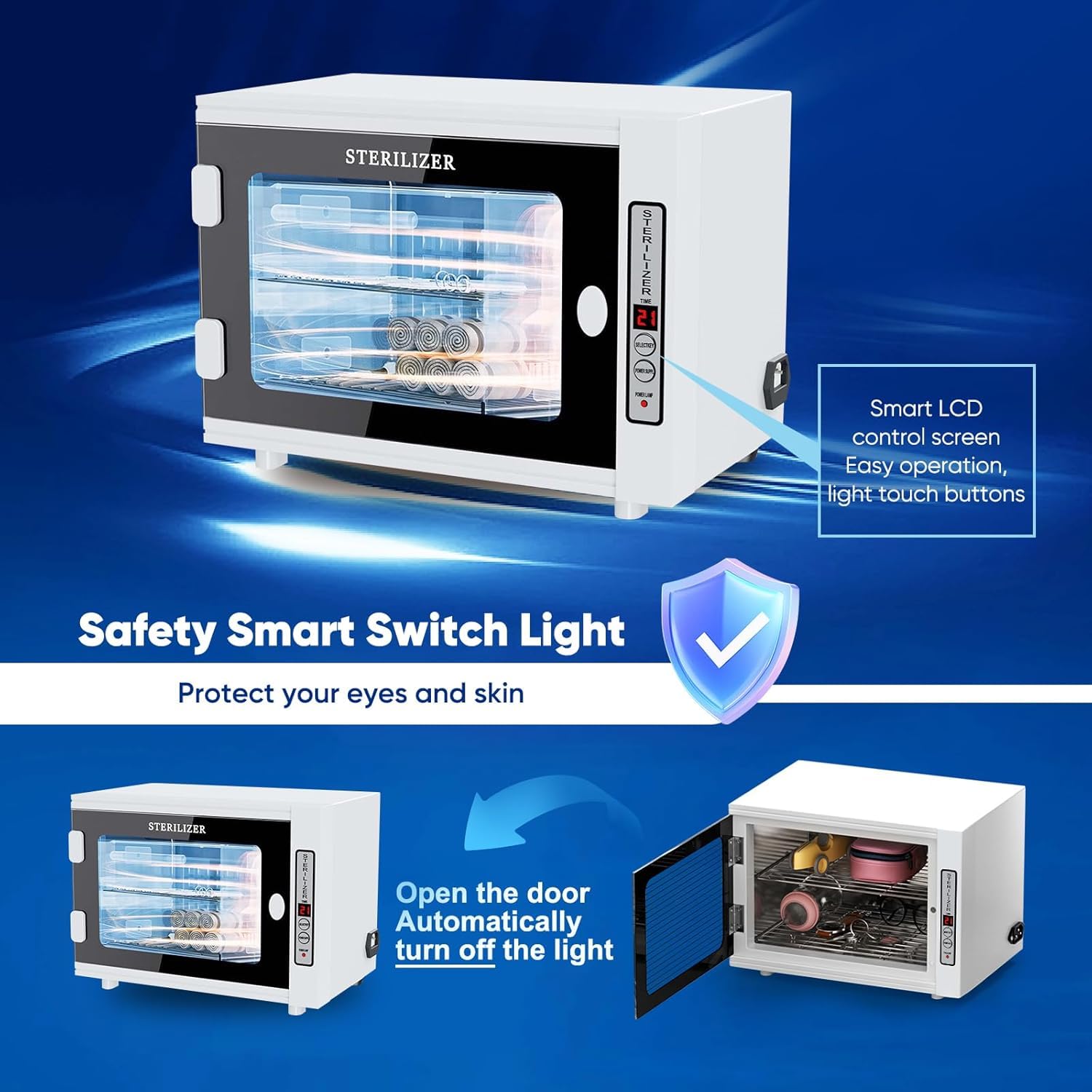 UV Sterilisator,12L Sterilisator Nagelstudios mit hoher Kapazität,medizinischer Sterilisator mit Timereinstellung,LED UV Licht Sterilisator für den Einsatz zu Hause,Friseursalon,Schönheitssalon,Spa