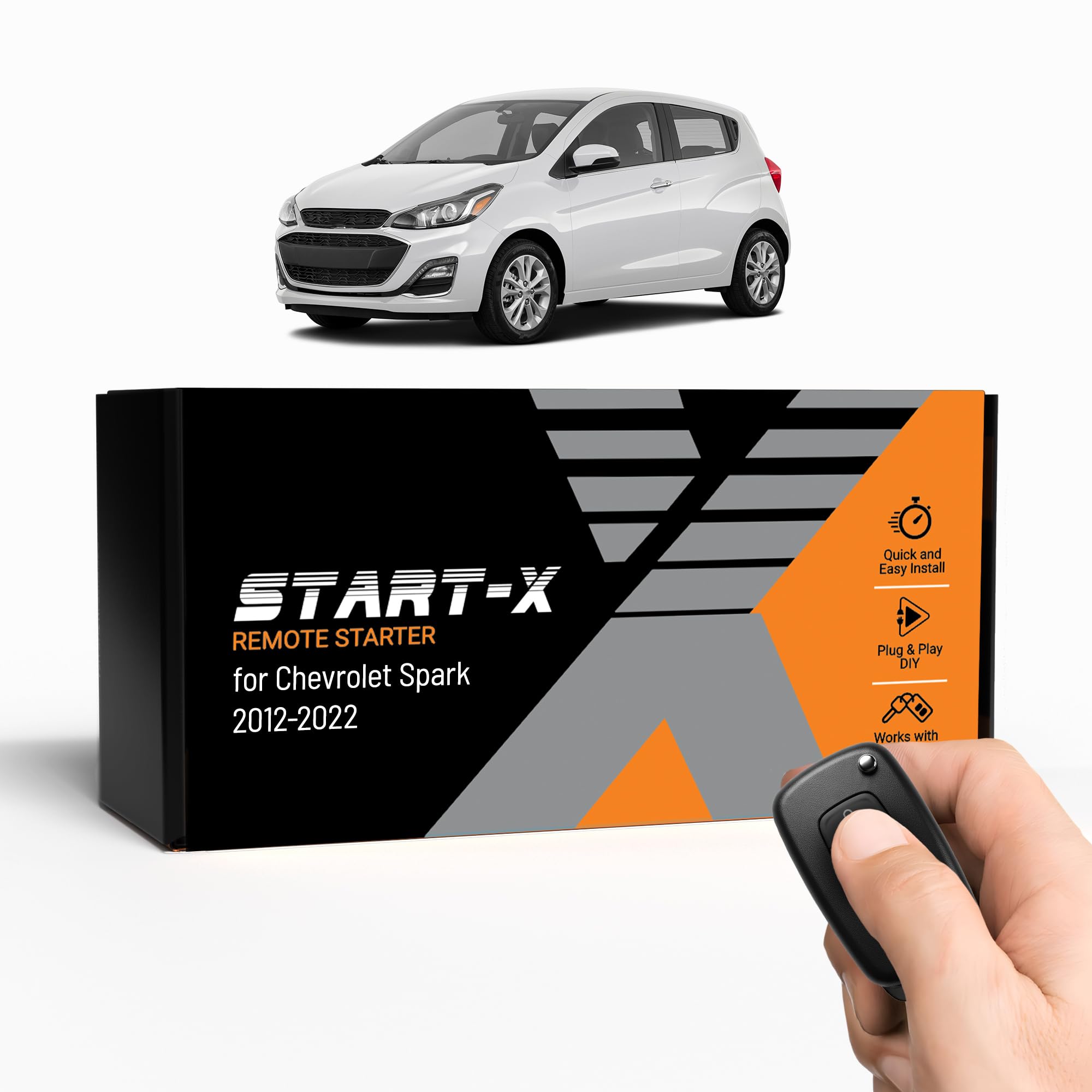 Remote Starter Kit for Spark (2012, 2013, 2014, 2015, 2016, 2017, 2018, 2019, 2020, 2021, 2022) Vehicles | Key Ignition | Plug & Play Install | Lock 3X to Remote Start | Zero Wire Splicing