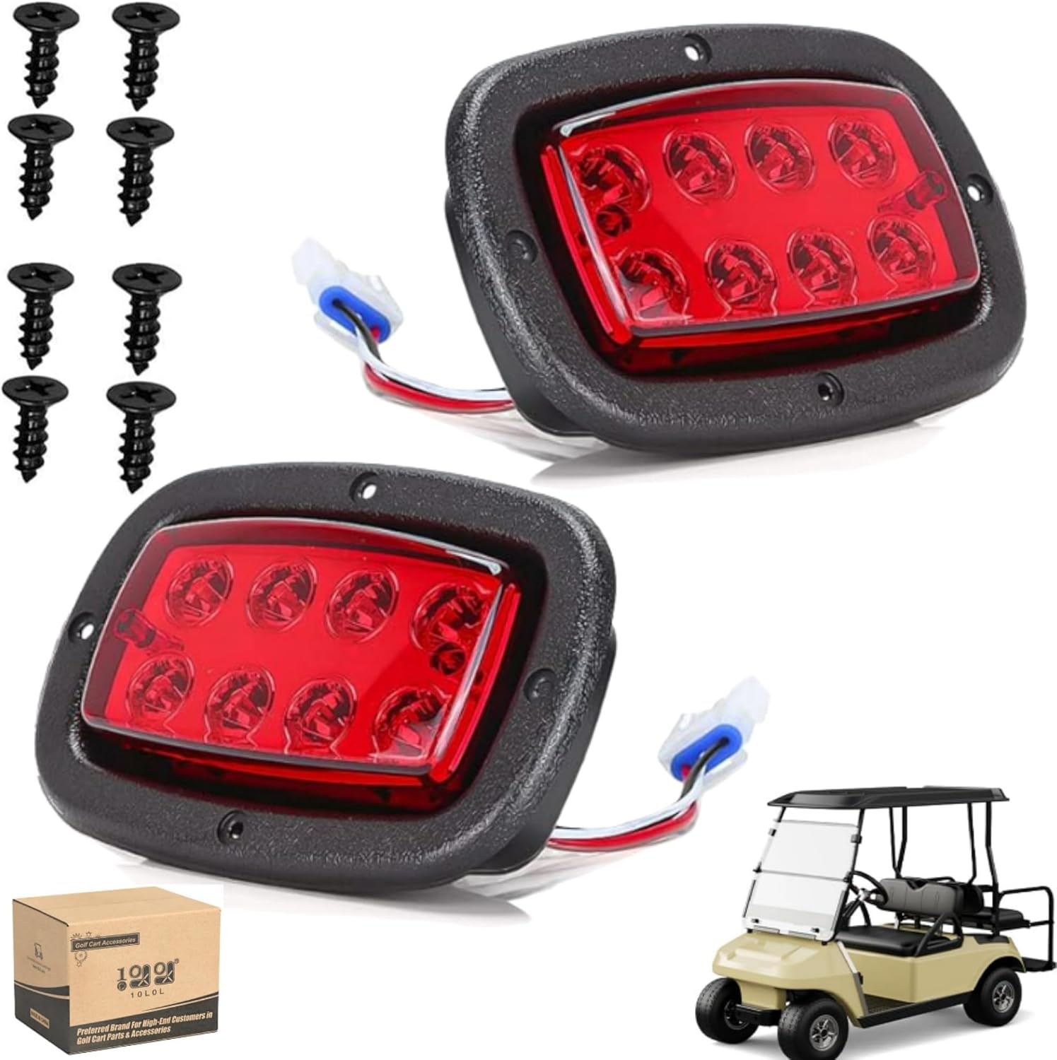 10L0L Golf Cart Taillight Kit for Yamaha G14 G16 G19 G22 Club Car DS with 3 Wire Wiring Plug Turn Signal And Brake Light Golf Cart Rear Tail Light OEM: 1017035