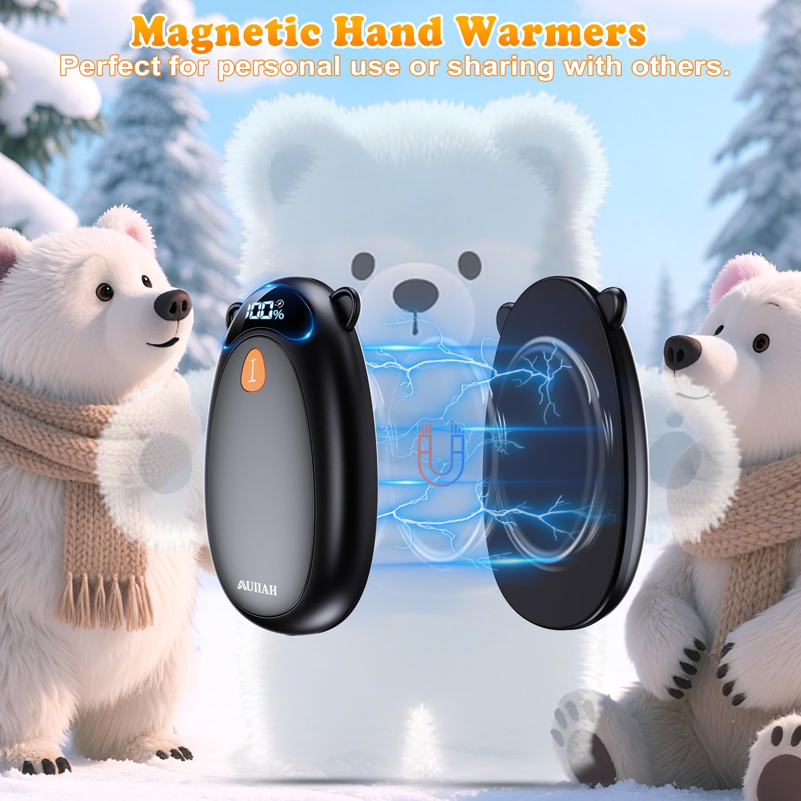 Calentadores de manos recargables con pantalla LED magnética, paquete de 2, 4 niveles de calor, calentadores de manos eléctricos portátiles, regalos para Navidad, hombres, mujeres, Raynaud