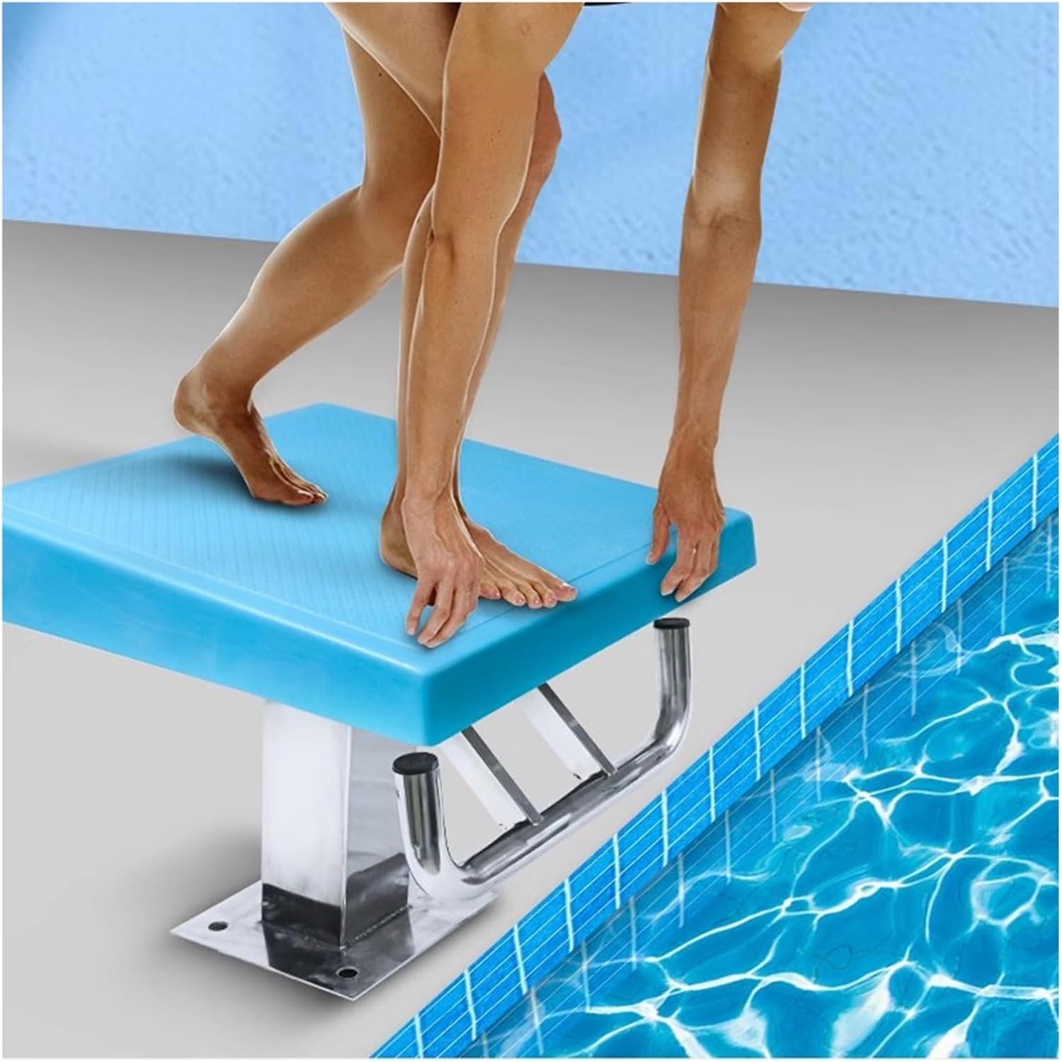 Non-Slip Diving Platform for Swimming Pools, 304 Stainless Steel Base, Inclined Diving Board for Competitions, Durable Diving Equipment for Athletes and Recreational Use