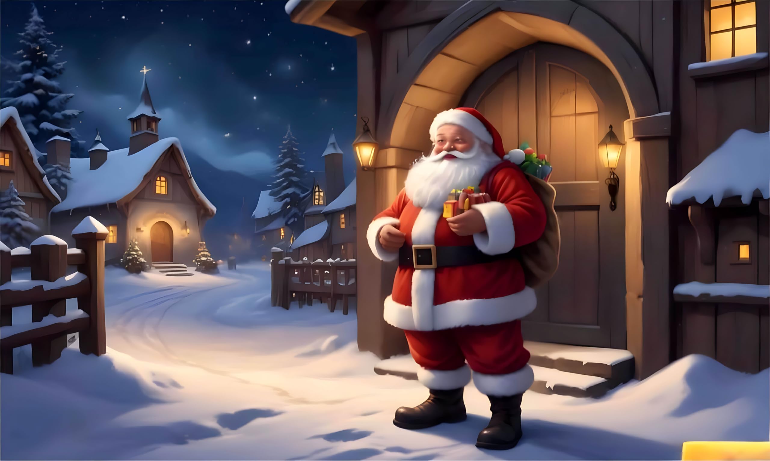 Christmas Santa Claus Backdrop, White Snowflake Xmas Photography Background Kids Photo Studio Booth Photographer Props Party Decoration Size 5Feet Height & 8Feet Width(5 * 8)