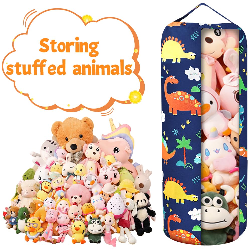 Sillón Puff Infantil, Funda para Puf de Almacenamiento de Animales de Peluche para Niños, Funda Organizadora de Juguetes de Lona de Algodón Suave, para Niños y Niñas-Verde