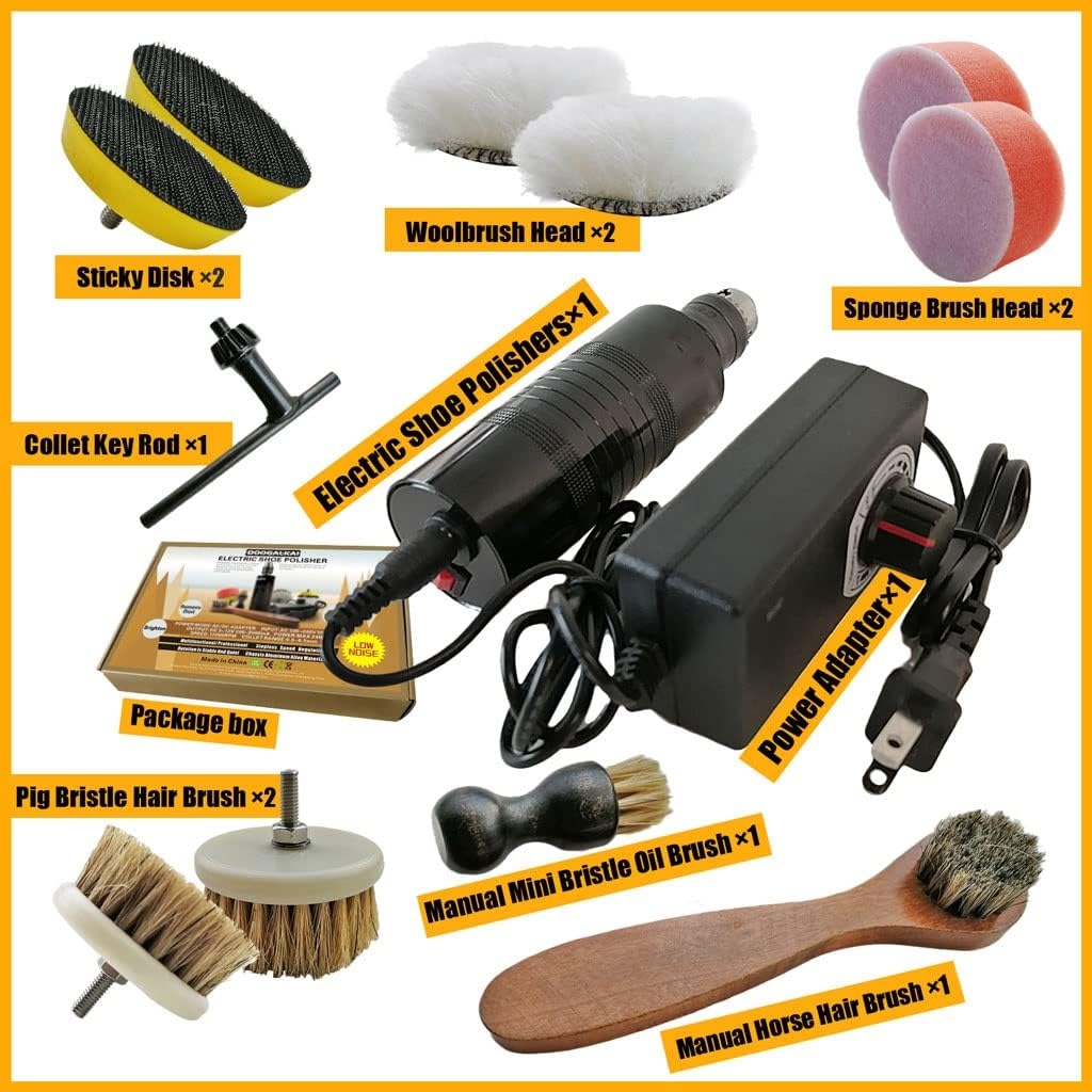Shoe Brushes Adjustable Speed Electric Shoe Polisher Kit Clean Dust Leather Care Shine Set Polishing Boot Shoe