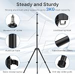Ulanzi TT43 190cm Light Stand Extendable Photography, Adjustable 6.23ft Aluminum Tripod, Reversible Portable Studio Tripod for Continute Output Lighting, Strobe Light, Webcams, Cameras