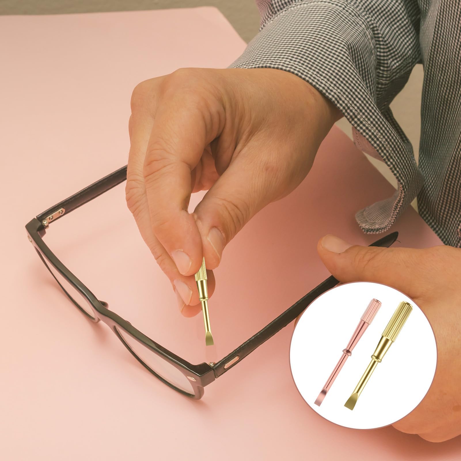 Śrubokręt kompatybilny z bransoletką miłosną, tytanowa i różowe złoto, zestaw z głowicami szczelinowymi 4 mm i 2,8 mm, przenośne narzędzie do naprawy biżuterii, do zegarków, okularów i małych śrub, 2