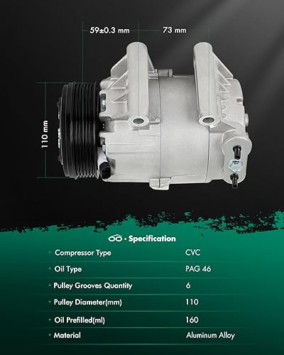 Vista 282 de SCITOO Compresor de CA apto para H-onda Prelude 2.2L 2001 para H-onda Civic para A-cura EL 1.7L 1997 1998 1999 2000 2001
