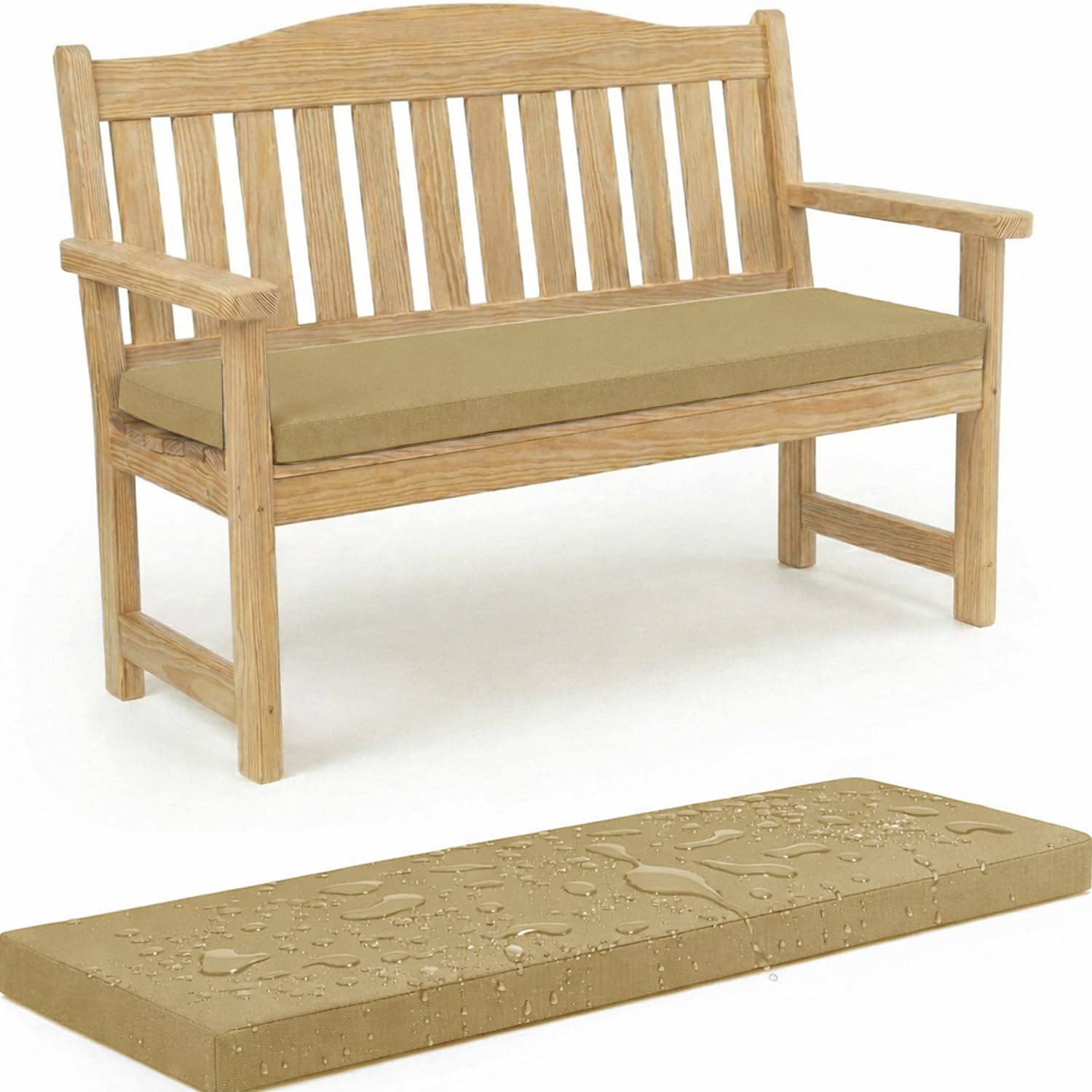 Colchoneta para Banco de Jardín 5cm Espesor, Cojín Impermeable Antideslizante con Espuma Alta Densidad para Terraza y Sala
