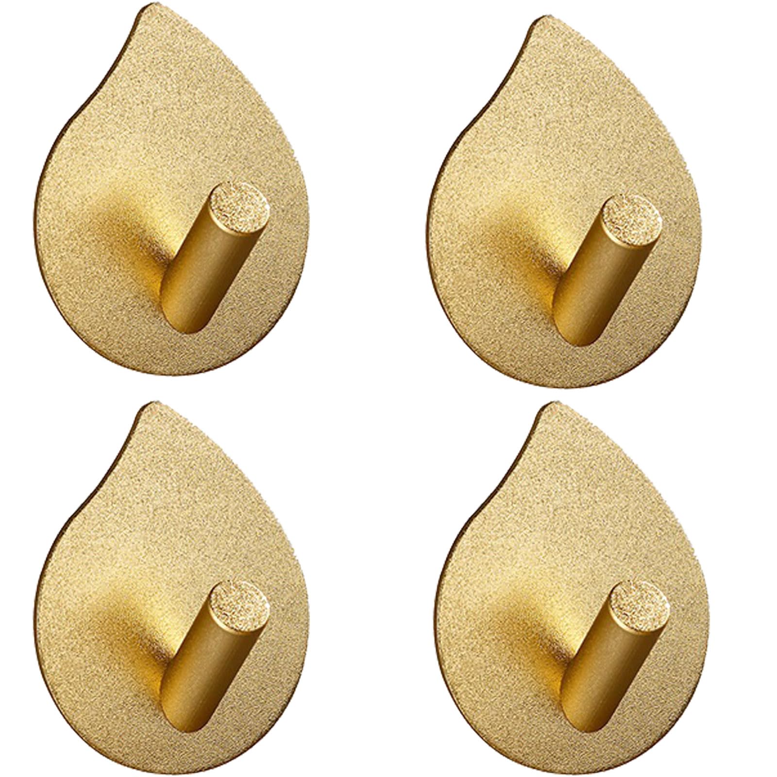 Ganchos Adhesivos de Alta Resistencia, Ganchos de Pared, Gancho Autoadhesivo de Metal for Pared, Paquete de 4, for baño, Cocina, Colgador for Puerta, Armario, Abrigo(Teardrop-Shaped Gold)