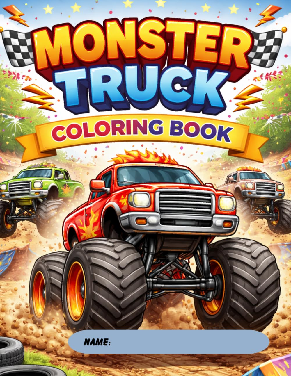 Monster Truck Coloring Book for Kids Ages 3-8: Fun & Easy Monster Trucks | Big Wheels, Cool Trucks & Exciting Coloring Pages for Boys & Girls