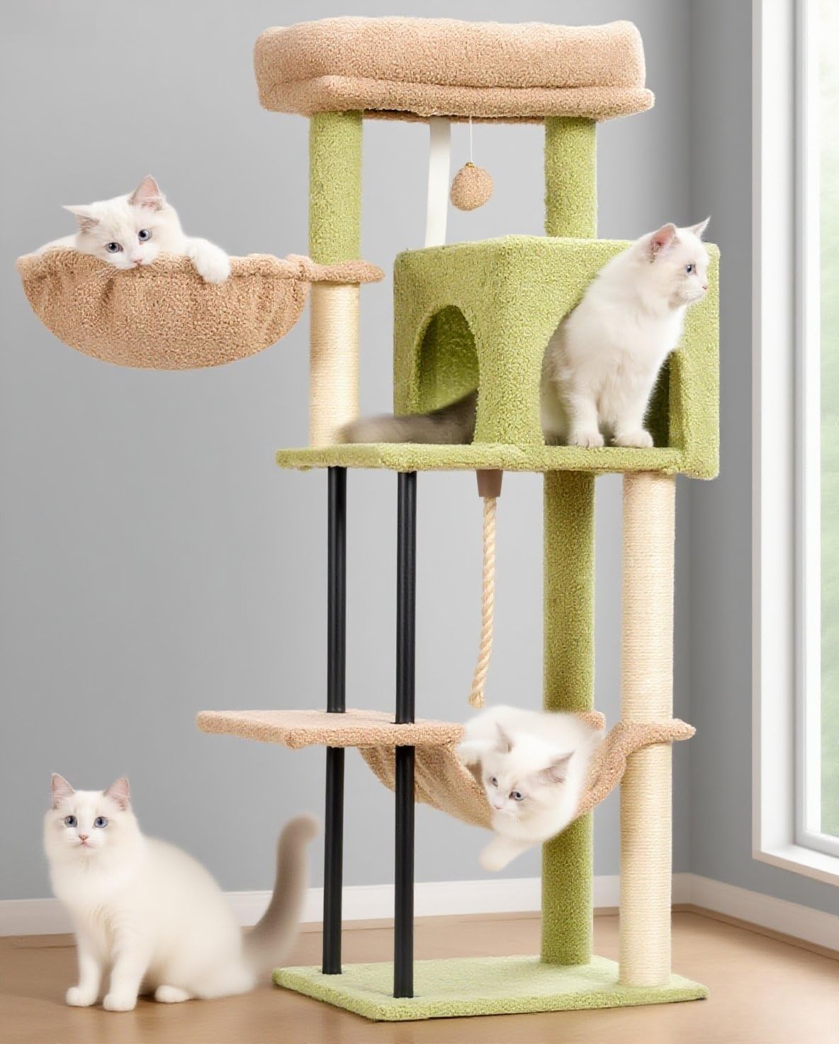 Gitelsnour Cat Tree, 43.3'' Cat Tower with Hammock for Kittens GCT004SGY